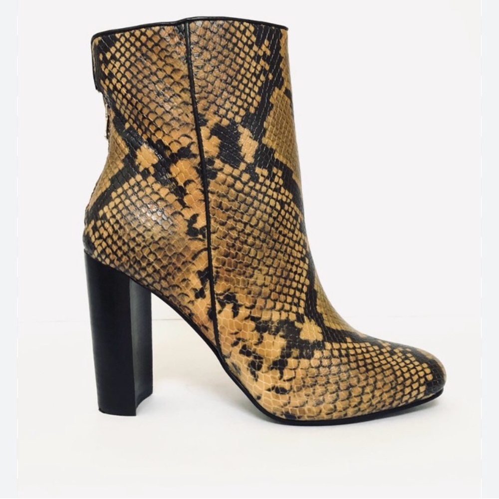 Aqua Black and Yellow Snake Heeled Boots